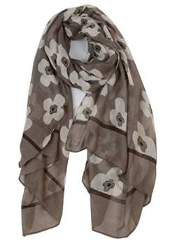 Van Der Rich ® - Schal in Baumwoll-Viskose-Qualität mit Blumenmuster 90cm*180cm - Damen (Taupe-2) von Van Der Rich