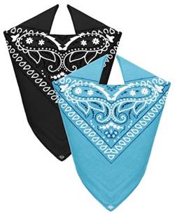 Van Der Rich ® - Set 2 Bandanas aus 100% Baumwolle Halstuch für Herren Damen (Schwarz-Hellblau, One Size) von Van Der Rich