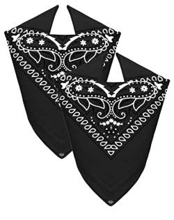 Van Der Rich ® - Set 2 Bandanas aus 100% Baumwolle Halstuch für Herren Damen (Schwarz-Schwarz, One Size) von Van Der Rich