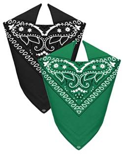 Van Der Rich ® - Set 2 Bandanas aus 100% Baumwolle Halstuch für Herren Damen (Schwarz-Tannen, One Size) von Van Der Rich