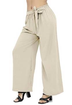 Van Der Rich ® - Sommerhose Ample Elegant Hohe Taille Lässige Palazzo Hose - Damen (Beige, One Size) von Van Der Rich