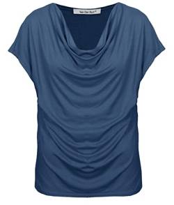 Van Der Rich ® - T-Shirt mit Wasserfallkragen Kurze Ärmel - Damen (Denim, XXL) von Van Der Rich