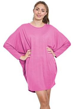 Van Der Rich ® - Tunika Kleid Langarm Oversize Einheitsgröße - Damen (Fuchsia, One Size) von Van Der Rich