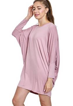 Van Der Rich ® - Tunika Kleid Langarm Oversize Einheitsgröße - Damen (Rosa, One Size) von Van Der Rich