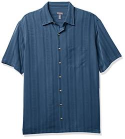 Van Heusen Herren Big and Tall Air Short Sleeve Poly Rayon Stripe Shirt Hemd mit Button-Down-Kragen, Türkis Mallard Blue, 4XL von Van Heusen