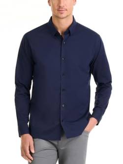 Van Heusen Herren Classic Fit Stain Shield Never Tuck Stretch Shirt Hemd mit Button-Down-Kragen, Black Iris Solid, X-Groß von Van Heusen