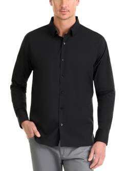 Van Heusen Herren Klassische Passform, Fleckenschutz, kein Einklemmen, Stretch-Shirt, einfarbig, Knopfleiste Hemd mit Button-Down-Kragen, Schwarz, XL von Van Heusen