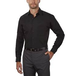 Van Heusen Herren Kleid Hemd Regular Fit Popeline Solid, schwarz, 42 cm Hals 91 cm- 94 cm Ärmel von Van Heusen