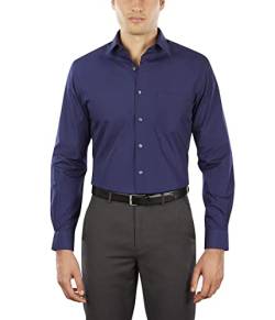 Van Heusen Herren Kleid Hemd tailliert Popeline Solid, Persisches Blau, 43 cm Hals 91 cm- 94 cm Ärmel von Van Heusen