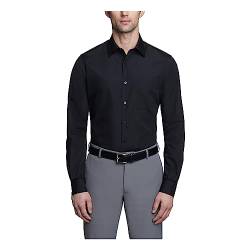 Van Heusen Herren Kleid Hemd tailliert Popeline Solid, Schwarz, 44 cm Hals 91 cm- 94 cm Ärmel von Van Heusen