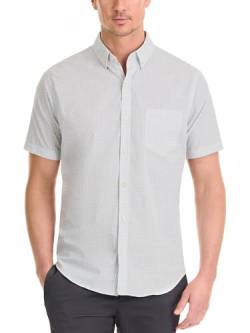 Van Heusen Herren Knitterfreies kurzen Ärmeln Hemd mit Button-Down-Kragen, Weißer Minicheck, L von Van Heusen