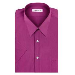 Van Heusen Herren Kurzärmeliges Popeline Klassisches Hemd, Magenta, 39 cm Hals von Van Heusen