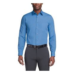 Van Heusen Herren Popeline Regular Fit Solid Point Collar Dress Shirt Klassisches Hemd, Pacifico, 16.5 Neck / 36-37 Sleeve von Van Heusen