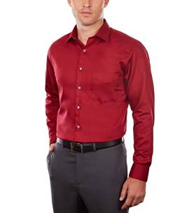 Van Heusen Herren Regular Fit Lux Satin Stretch Solid Klassisches Hemd, rot, 42 cm Hals 91 cm-94 cm Ärmel von Van Heusen