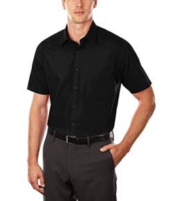 Van Heusen Herren Short Sleeve Poplin Solid Point Collar Dress Shirt Smokinghemd, schwarz, M (Hals 39 cm) von Van Heusen
