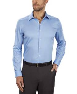 Van Heusen Herren Slim Fit Flex Kragen Stretch Solid Klassisches Hemd, frostiges blau, 38 cm Hals 81 cm-84 cm Ärmel von Van Heusen