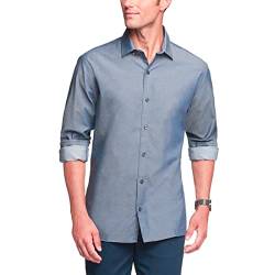 Van Heusen Herren Slim Fit Stain Shield Never Tuck Stretch Button Down Hemd, Marineblau (Royal Navy), X-Groß von Van Heusen