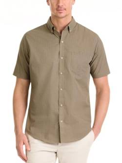 Van Heusen Herren Wrinkle Free Short Sleeve Shirt Button Down Hemd, Minicheck aus Aluminium, X-Groß von Van Heusen