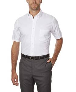 Van Heusen Men's Short-Sleeve Oxford Dress Shirt, White, 16" von Van Heusen