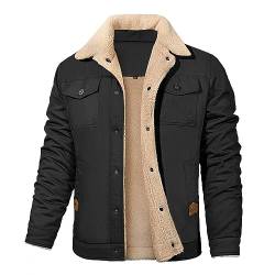 Vancavoo Winterjacke Herren Fleecejacke Übergangsjacke Winter Jacke Wärme Fleece Gefütterte Jacken Stehkragen Winterparka mit Taschen,Schwarz,XXL von Vancavoo