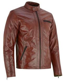 Vance Herren Echt Lederjacke aus 100% Lammleder, M, Dunkelbraun von Vance The Leather Company