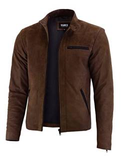 Vance The Leather Company Herren Echt Lederjacke aus 100 Prozent Rindsleder, S, Braun von Vance The Leather Company