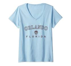 Damen Orlando Florida Riesenrad Palmen T-Shirt mit V-Ausschnitt von Vanderlust