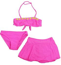 Schönes Mädchen 3-Teiler Bikini-Set - 1x Neckholder-Oberteil, 1x Höschen, 1x Rock/Pareo in den Größen 110-164 (110-116) von VanessaShop