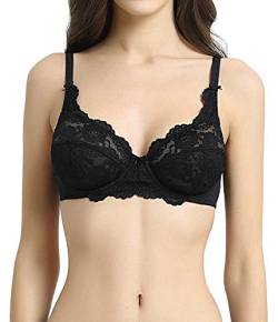 Vanever Damen BH mit Bügel ohne wattierter Spitze BH mikrofaser sexy Black 34DD von Vanever