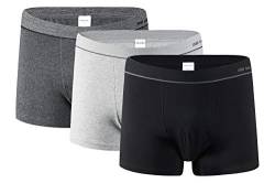 Vanever Herren Boxershorts, 3er Pack, Baumwolle Unterwäsche, Männer Unterhosen Retroshorts Passform, Men Unterhose Trunks, Boxer Shorts Mehrpack, Schwarz&Grau, L (Taille:34-36in) von Vanever