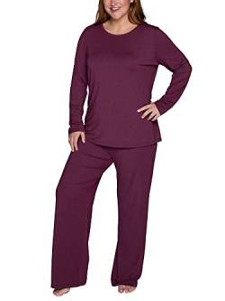 Vanity Fair Damen Beyond Comfort Modal-Pyjama-Set (kurz-und langärmelig) Pyjamaset, Lange Ärmel – Kastanienbraun-meliert, XX-Large von Vanity Fair