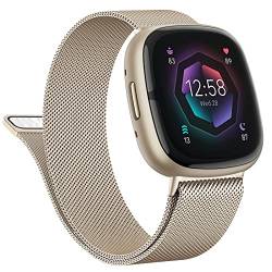 Vanjua Metallband für Fitbit Sense 2, Sense-Bänder, Fitbit Versa 4, Versa 3 Bänder für Damen und Herren, Versa 4 Smartwatch (klein, Champagner-Gold) von Vanjua