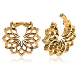 Ohr Gewichte Flesh Tunnel Plug Hangers Sonnenblume Magnetische Edelstahl für Gestreckte Expander Ohrpiercing 6mm (Sonnenblume-6mm-Gold) von Vankula