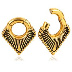 Ohr Gewichte Hangers Flesh Tunnel Plug Dreieckige Wirbelsäule Magnetische Edelstahl für Gestreckte Expander Ohrpiercing 6mm (Dreieckige Wirbelsäule-6mm-Gold) von Vankula