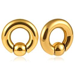 Ohr Gewichte Hangers Flesh Tunnel Plug Hoop mit Kugel Edelstahl für Gestreckte Expander Ohrpiercing 6mm bis 10mm (6mm(2G), Gold) von Vankula