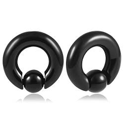 Ohr Gewichte Hangers Flesh Tunnel Plug Hoop mit Kugel Edelstahl für Gestreckte Expander Ohrpiercing 6mm bis 10mm (6mm(2G), Schwarz) von Vankula