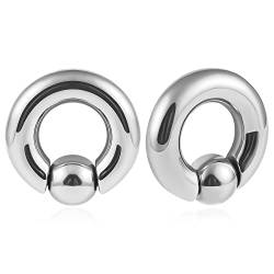 Ohr Gewichte Hangers Flesh Tunnel Plug Hoop mit Kugel Edelstahl für Gestreckte Expander Ohrpiercing 6mm bis 10mm (6mm(2G), Silber) von Vankula