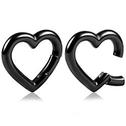 Ohr Gewichte Hangers Flesh Tunnel Plugs Herz Edelstahl für Gestreckte Expander Ohrpiercing 5mm (Herz-5mm-Schwarz) von Vankula