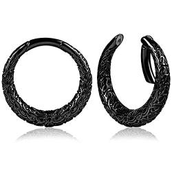 Ohr Gewichte Hangers Flesh Tunnel Plugs Muster Edelstahl für Gestreckte Expander Ohrpiercing 4mm (Muster-4mm-Schwarz) von Vankula