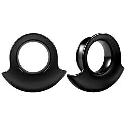 Vankula Ohr Flesh Tunnel Double Flared Plug Lobe Cover Edelstahl für Gestreckte Expander Ohrpiercing 8mm bis 25mm (19mm(3/4"), Schwarz) von Vankula