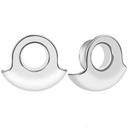 Vankula Ohr Flesh Tunnel Double Flared Plug Lobe Cover Edelstahl für Gestreckte Expander Ohrpiercing 8mm bis 25mm (25mm(1"), Silber) von Vankula