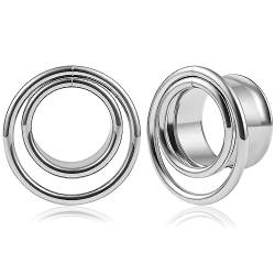 Vankula Ohr Flesh Tunnel Double Flared Plug Spule Edelstahl für Gestreckte Expander Ohrpiercing 10mm(00G) Silber von Vankula