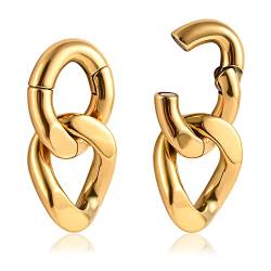 Vankula Ohr Flesh Tunnel Gewichte Plug Kettenglied Edelstahl für Gestreckte Expander Ohrpiercing 6mm (6mm(2G), Gold-2) von Vankula