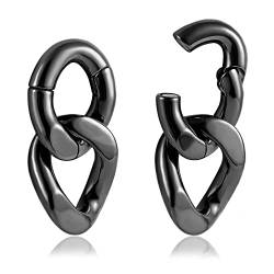 Vankula Ohr Flesh Tunnel Gewichte Plug Kettenglied Edelstahl für Gestreckte Expander Ohrpiercing 6mm (6mm(2G), Schwarz-2) von Vankula