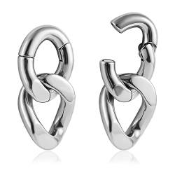 Vankula Ohr Flesh Tunnel Gewichte Plug Kettenglied Edelstahl für Gestreckte Expander Ohrpiercing 6mm (6mm(2G), Silber-2-1) von Vankula