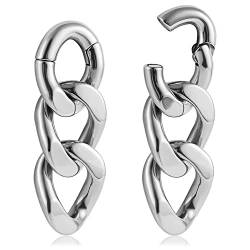 Vankula Ohr Flesh Tunnel Gewichte Plug Kettenglied Edelstahl für Gestreckte Expander Ohrpiercing 6mm (6mm(2G), Silber-3) von Vankula