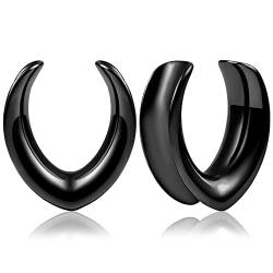 Vankula Ohr Flesh Tunnel Saddles Plug Minimalist Edelstahl für Gestreckte Expander Ohrpiercing 10mm(00G) Schwarz von Vankula