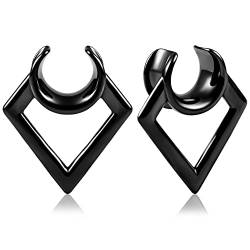 Vankula Ohr Flesh Tunnel Saddles Plug Prismatisch Edelstahl für Gestreckte Expander Ohrpiercing 8mm bis 19mm (14mm(9/16"), Schwarz) von Vankula