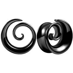 Vankula Ohr Flesh Tunnel Saddles Plug Spirale Edelstahl für Gestreckte Expander Ohrpiercing 10mm(00G) Schwarz von Vankula