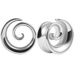 Vankula Ohr Flesh Tunnel Saddles Plug Spirale Edelstahl für Gestreckte Expander Ohrpiercing 22mm(7/8") Silber von Vankula